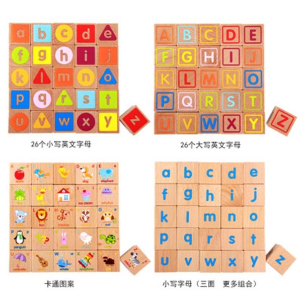 2019 nouveau b b gros blocs en bois bloc 26 pi ces apprentissage jouets ducatifs pour 3 Cube d'alphabet en bois de 26 pièces 
