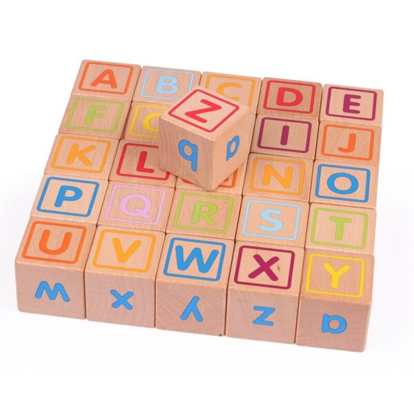 2019 nouveau b b gros blocs en bois bloc 26 pi ces apprentissage jouets ducatifs pour Cube d'alphabet en bois de 26 pièces 