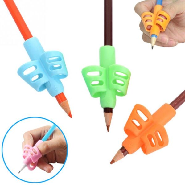 3 pi ces ensemble enfants porte crayons outils Silicone deux doigts ergonomique Posture Correction outils aide Grips Pour Crayon